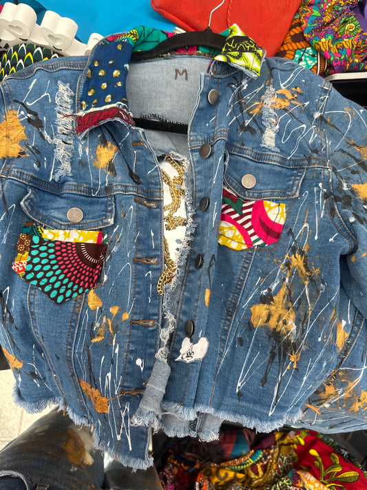 Ankara Cropped Denim Jackets