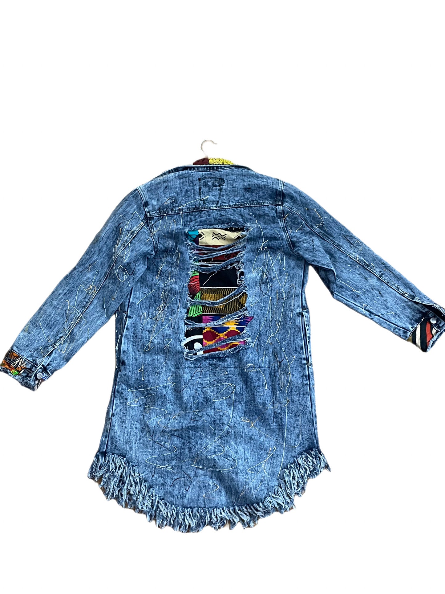 Ankara Denim Jacket Long